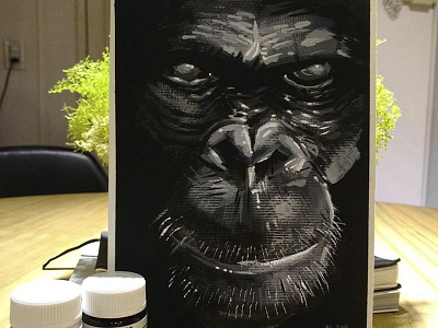 Chimpanzee ape art gouache monkey sketch talens