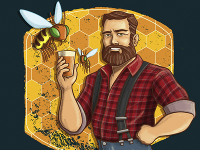 Beer Label bee beer beer label brewery character craft beer hive honey saison