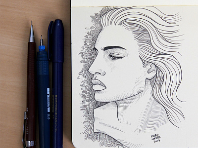Sketching doodle draw drawing illustration ink moleskine sketch woman