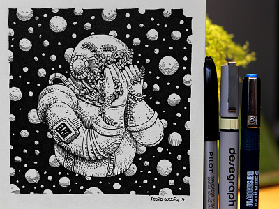 Astronaut astronaut doodle drawing illustration ink moleskine sketch sketchbook space