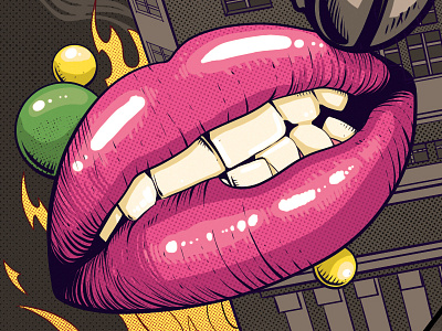 Hot Lips editorial fire hot illustration magazine mouth rock rolling stone