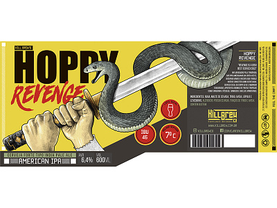 Hoppy Revenge beer label black mamba brew brewery katana label ninja snake sword