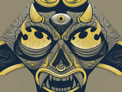 Samurai eye face japan mask monster samurai skull