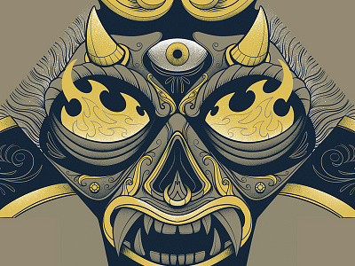 Samurai eye face japan mask monster samurai skull