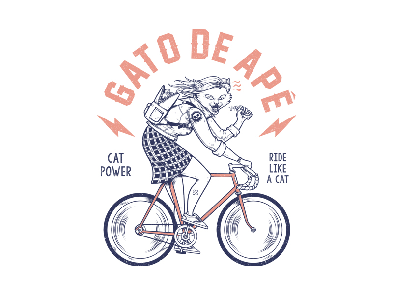 Ride Like a Cat beer bicycle bike cat power pussy ride skull