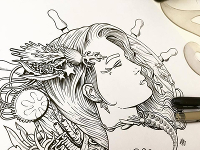 Juliana (Laguna Craft Beer) beer brewery craft beer hand made illustration ink mermaid octopus sea