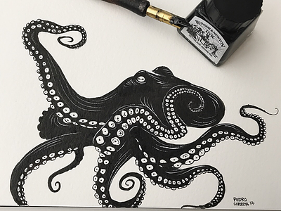 Octopus drawing handmade illustration ink inktober inktober2017 octopus