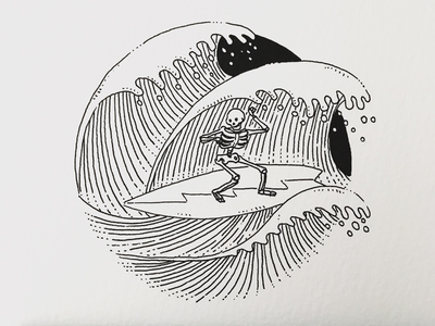 Satanic surfer handmade ink inktober inktober2017 moleskine skeleton sketch skull surf
