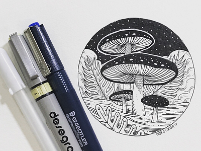 Mushrooms illustration ink inktober inktober2017 moleskine mushroom nature plants
