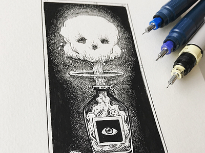 Boom eye illustration ink inktober inktober2017 poison skull smoke