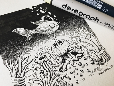 Trap doodle fish illustration ink inktober inktober2017 moleskine nature ocean sea sketch