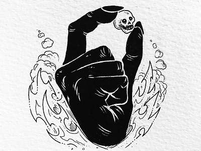 The hand devil doodle evil fire hell illustration ink inktober inktober2017 moleskine sketch skull