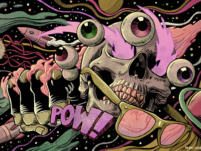 Pow! brush cosmos eye hands illustration ink moleskine psychedelic scifi sketch skull space star