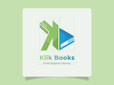 Logo Design : Klik Books Free Digital Libary blue books branding community company logo design digital digital libary graphic design green hobby illustration libary logo minimalist online reading reading soft design student study