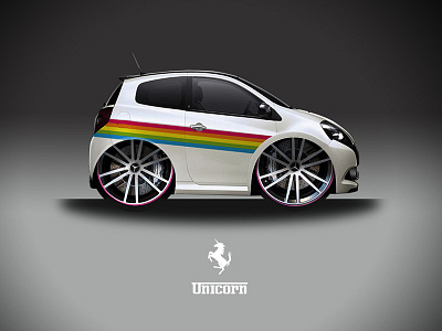 Unicorn car clio fake ferrari parody renault unicorn