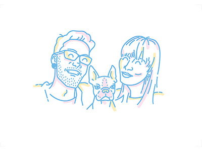 Jack, Victoria and Buddy the Dog artprint design dribbble family illustration line minimal portrait simple