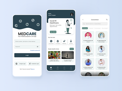 UI Design - Medical Apps app design dribbble figma health medical minimalist typography ui uidesign uiux uiuxdesign ux