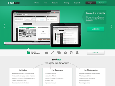 Landing page - Task manager green landing pricing projects webdesign website