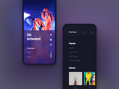 Die Antwoord Mobile antwoord app design die mamulashvili music product tato typography ui ux web