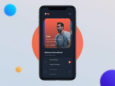 TennisTV - ATP Tournament UI Animation animation app atp dashboard design highlights interaction live madewithadobexd mamulashvili product schedule tato tennis tournament translation tv ui ux web