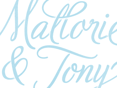 Mallorie & Tony blue custom lettering script texture wedding