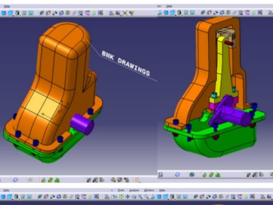 Single Cylinder IC Engine in CATIA V5 3d modelling design