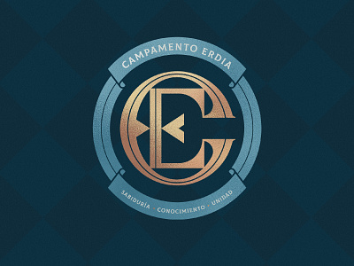 Erdia Camp badge fantasy heraldry logo logo design logotype medieval monogram monogram logo
