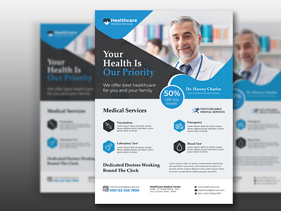 Corporate Medical Health Care Flyer Design Template