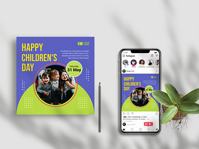 Creative Happy Children's Day Social Media post Design