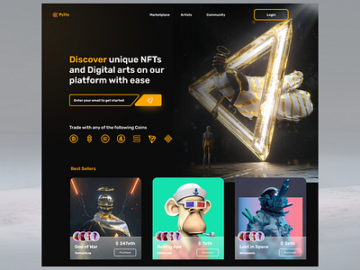 NFT Marketplace Landing Page Concept crypto figma graphic design market nft prototype ui ux web web design