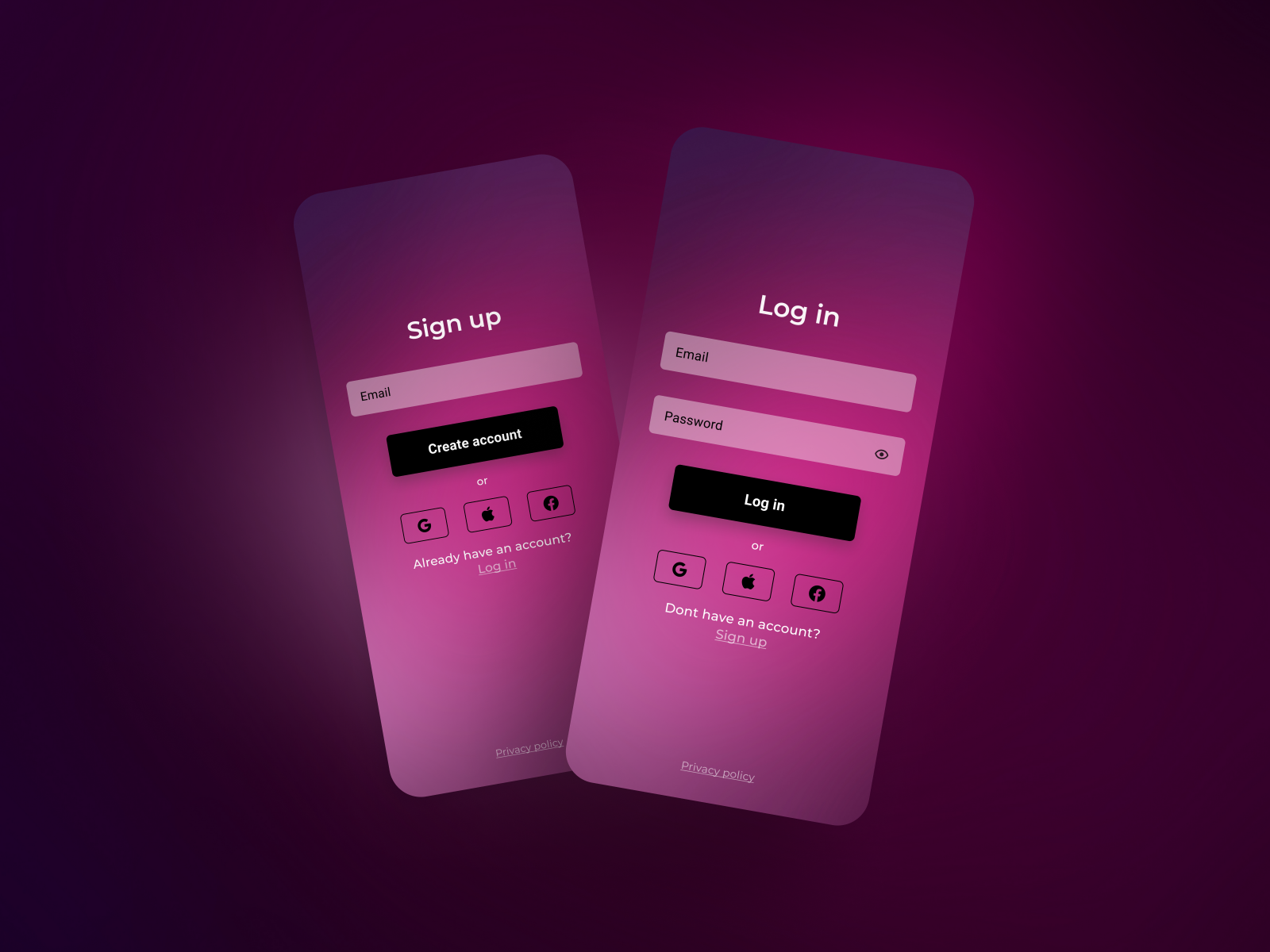 Sign in – Sign up form - Mobile by Dmitro Zarutskyi on Dribbble