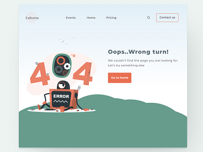 404 page design 404error 404page branding dailyui dailyui challenge design dribbble error inspiration landing page ui ui design web page website