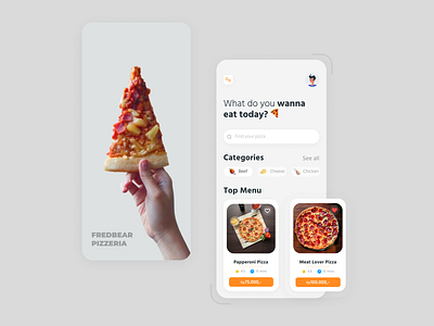 UI Design: Fredbear Pizzeria - Food Delivery Mobile App app branding design illustration logo ui ux vector web website
