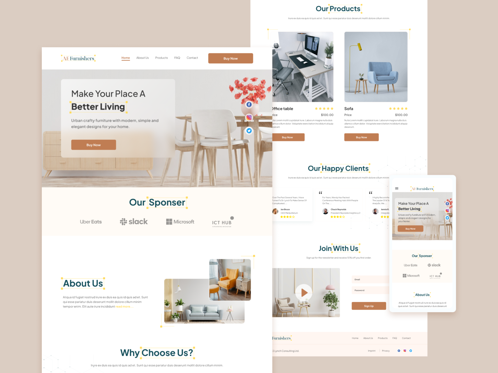 Furniture Landing Page UI Design | AE Furnishers by Nusrat Jahan on ...