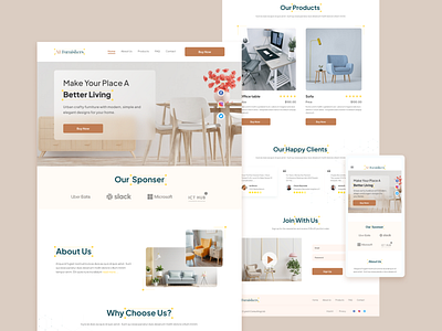 Furniture Landing Page UI Design | AE Furnishers