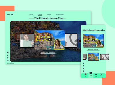 Portfolio Vlogs Page Design mobile portfolio uiux video vlogs web