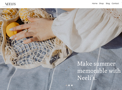 Landing page for Neeli's branding design logo ui web design