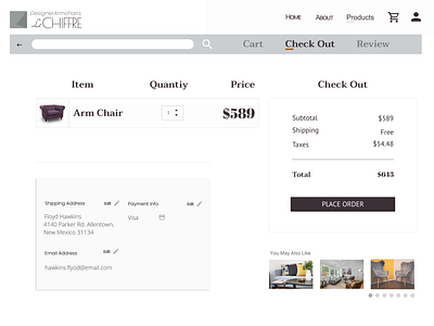 Udemy Project - Le Chiffre Designer Armchairs | Checkout Page