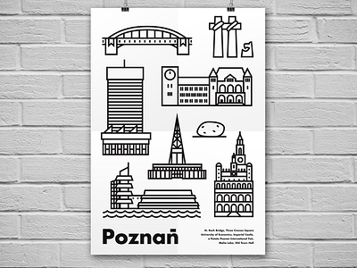 Poznan - poster city design icon illustration line poster style vector