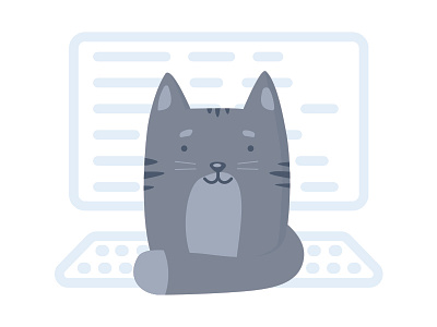 Cat on keyboard cat design dtp flat grey icon illustration keyboard kitten print t shirt vector