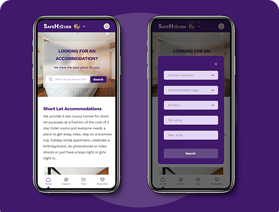 Search For an Accommodation Flow | Safe Haven mobile app product design real estate uiux design