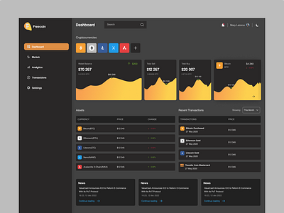 Cryptocurrency Exchange Dashboard