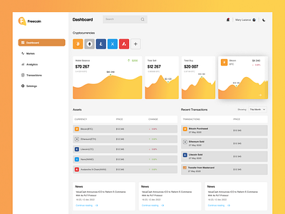 Cryptocurrency Exchange Dashboard