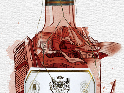 Marqués de riscal. illustration red texture traditional watercolor wine
