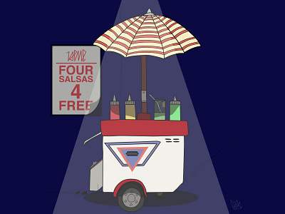 La Ene - Four Salsas 4 Free cover album hotdogs illustration la ene sauces vector illustration