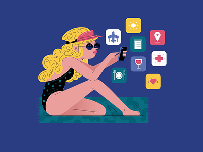 holiday apps app beach bikini blonde girl holiday mobilephone