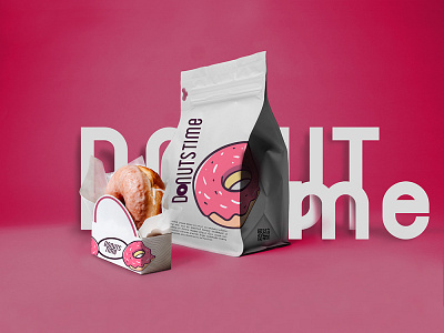 Donut Time brand identity design illustration logo packaging packaging mockup packagingdesign