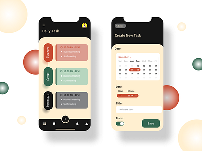 Schedule App Design aap android design ui ux vintage