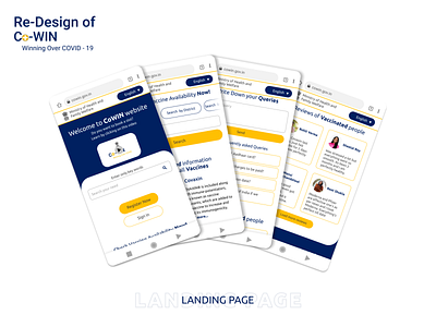 Re-designed Landing Page for CoWin Website android design covid19 landing page redesign ui ux vaccine website