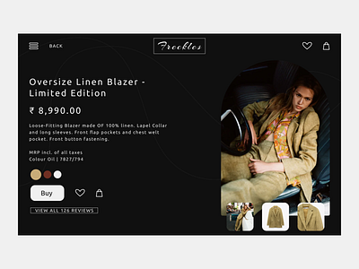 Fashion Product Page for Ecommerce Website (Dark Theme) fashion figma graphic design online shopping ui design website design